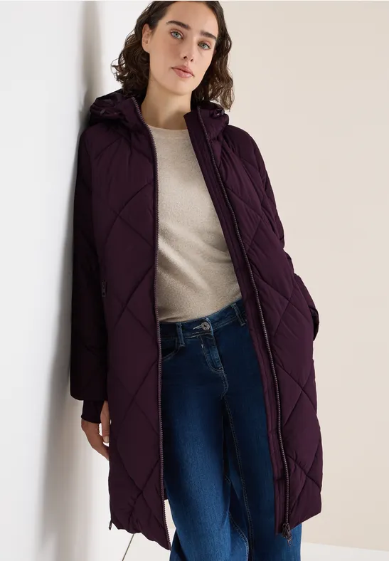 Mantel mit Rucksack Strings dark plum