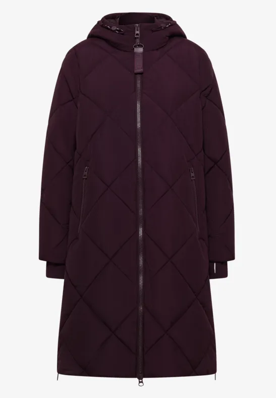 Mantel mit Rucksack Strings dark plum