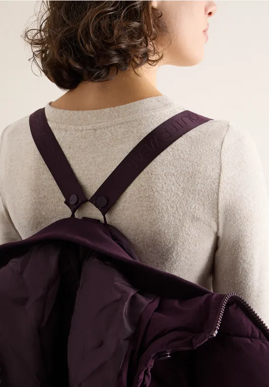 Mantel mit Rucksack Strings dark plum