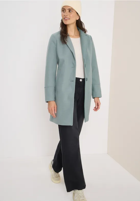 Manteau à revers aspect laine ice hill green
