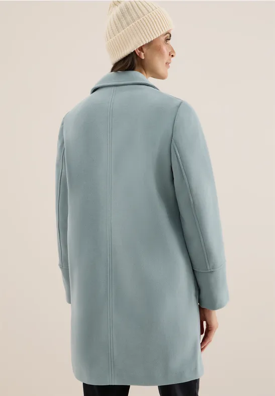 Manteau à revers aspect laine ice hill green