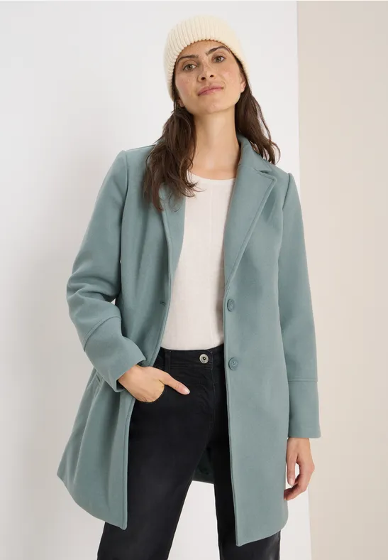Manteau à revers aspect laine ice hill green
