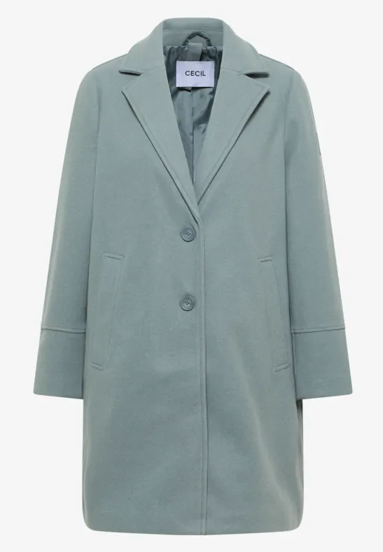 Manteau à revers aspect laine ice hill green