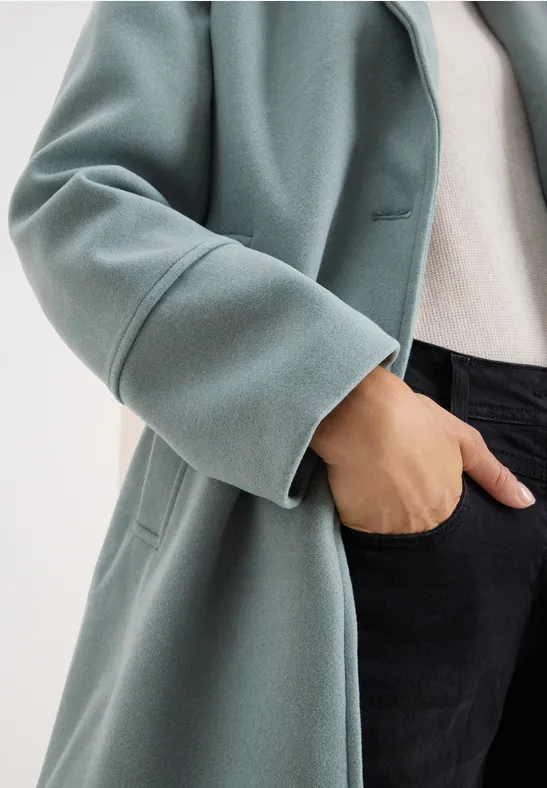 Manteau à revers aspect laine ice hill green
