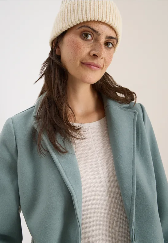 Manteau à revers aspect laine ice hill green