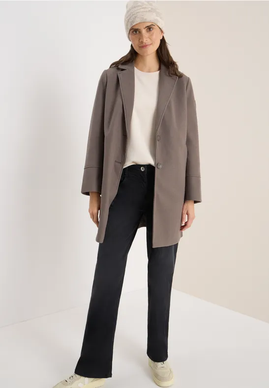 Woll-Optik Revers-Mantel mushroom taupe