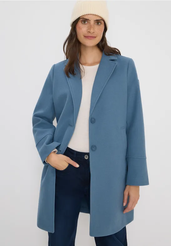 Woll-Optik Revers-Mantel moonstone blue