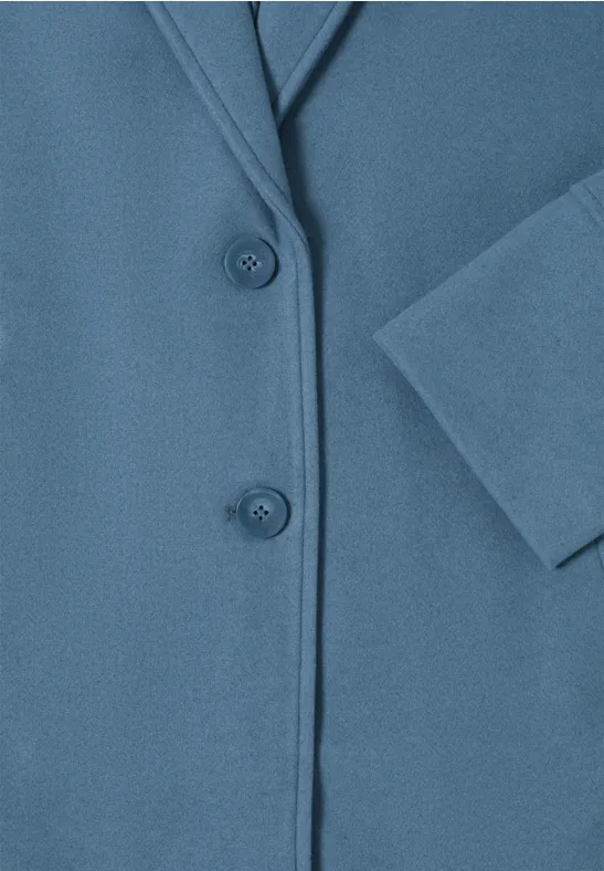 Woll-Optik Revers-Mantel moonstone blue