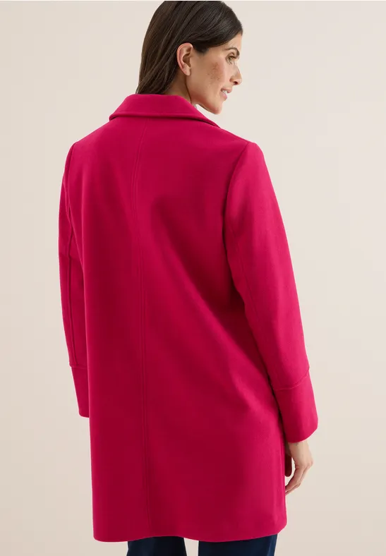 Woll-Optik Revers-Mantel beaujolais red