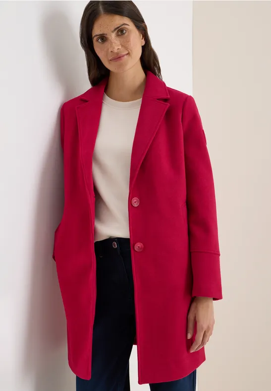 Woll-Optik Revers-Mantel beaujolais red
