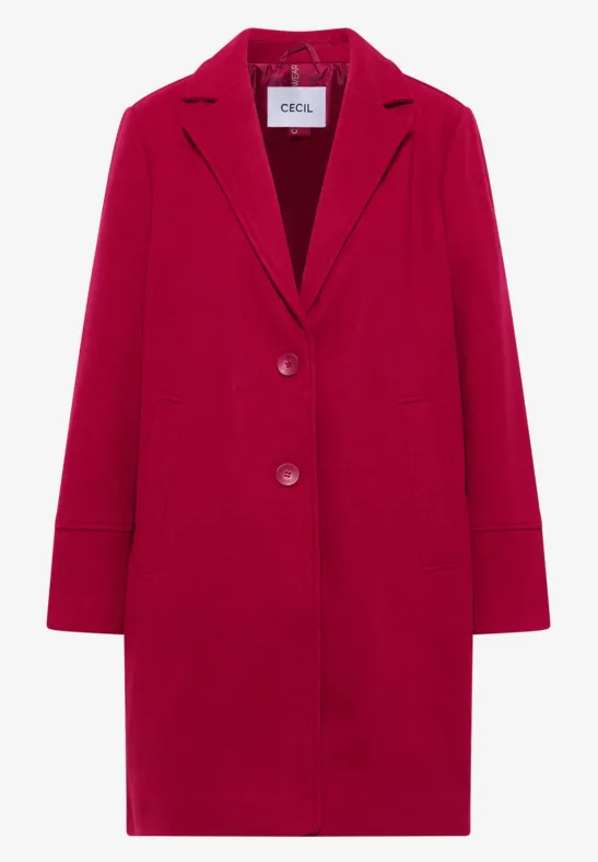 Woll-Optik Revers-Mantel beaujolais red