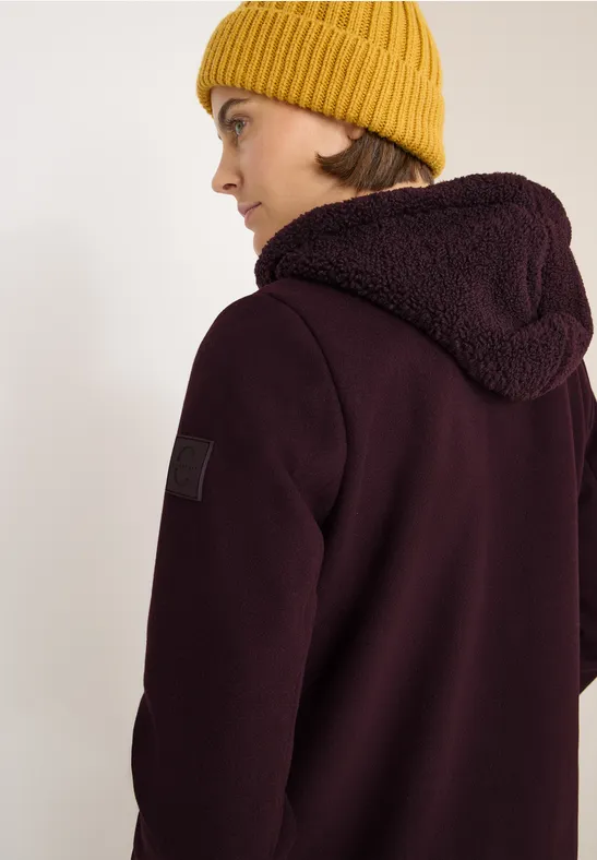 Mantel mit Teddy Inlay dark plum