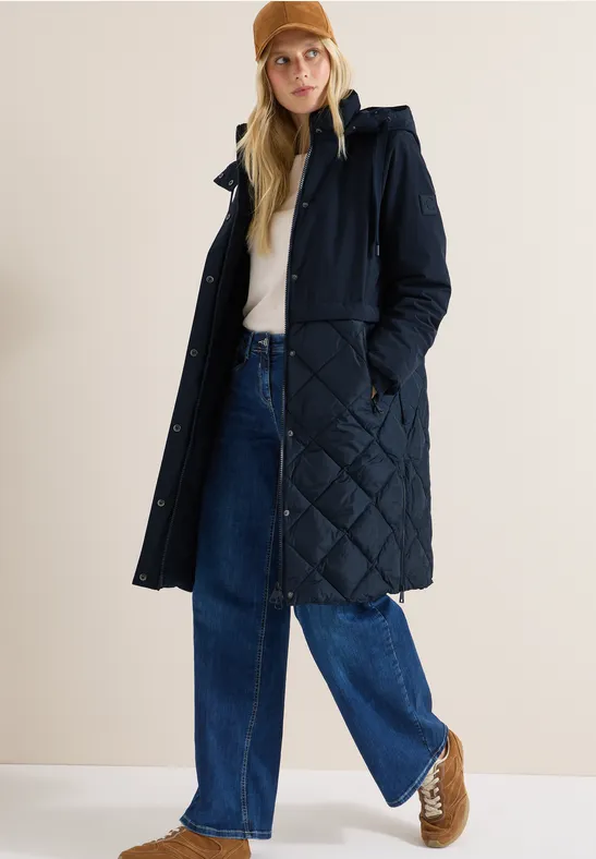 Mantel mit Strukturmix dark navy blue