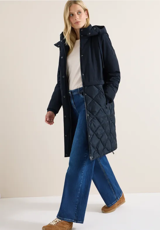 Mantel mit Strukturmix dark navy blue
