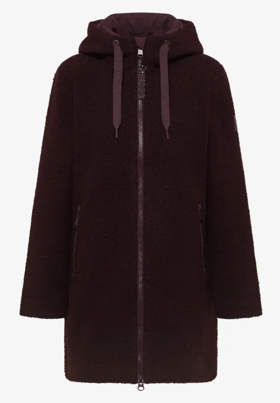 Mantel in wollook dark plum