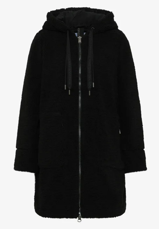 Teddy Mantel mit Kapuze Black