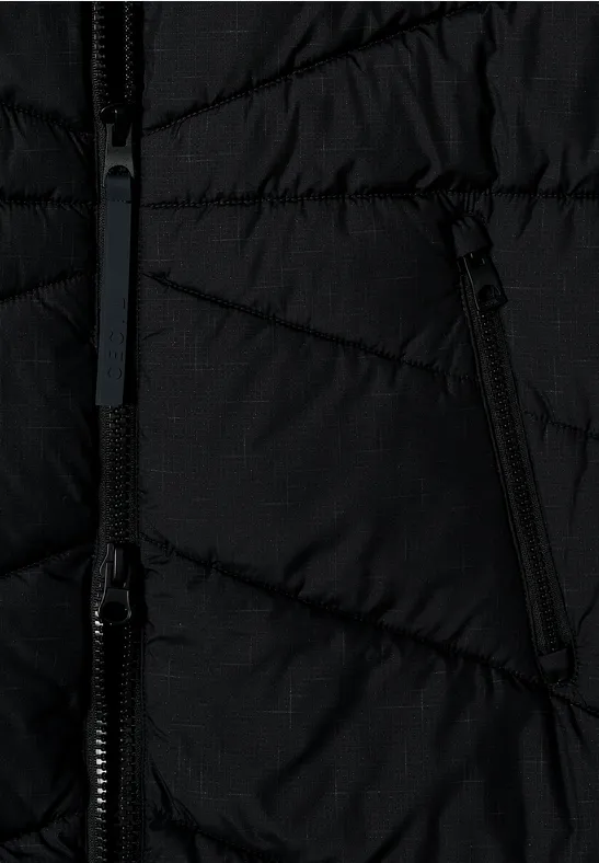 Gewatteerde jas met capuchon Black