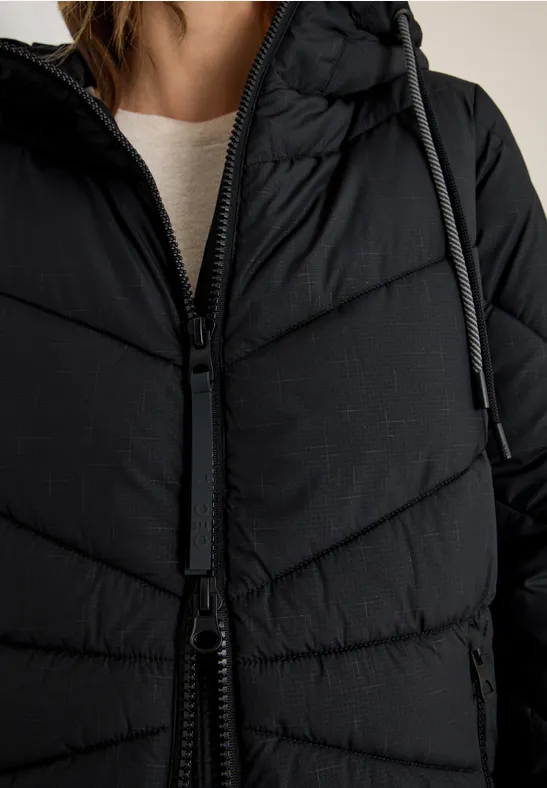 Gewatteerde jas met capuchon Black