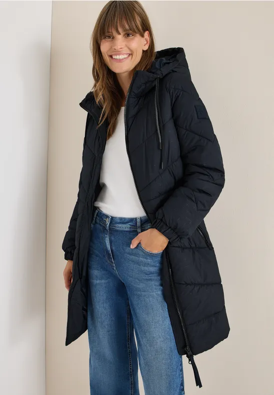 Gewatteerde jas met capuchon dark navy blue