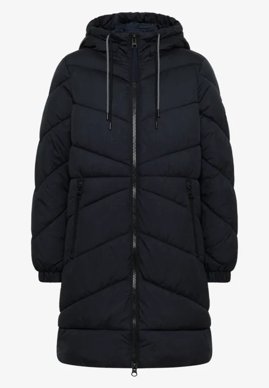 Gewatteerde jas met capuchon dark navy blue
