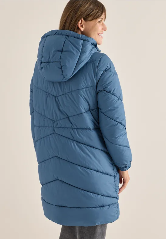 Gewatteerde jas met capuchon moonstone blue