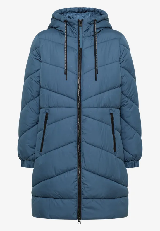 Gewatteerde jas met capuchon moonstone blue