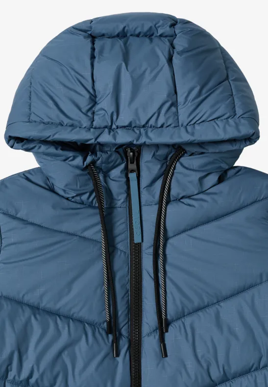 Gewatteerde jas met capuchon moonstone blue