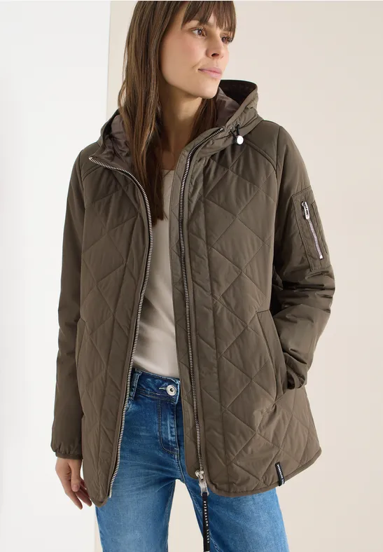 Veste midi avec sweat à capuche mocha taupe