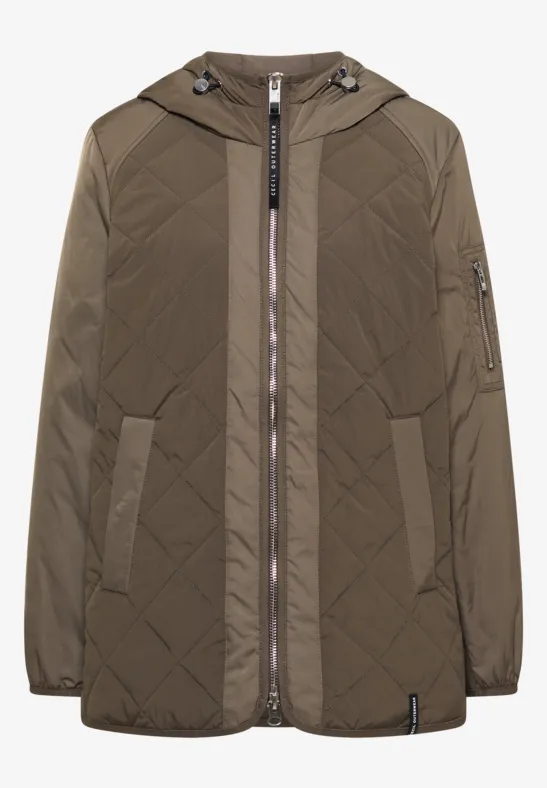 Veste midi avec sweat à capuche mocha taupe