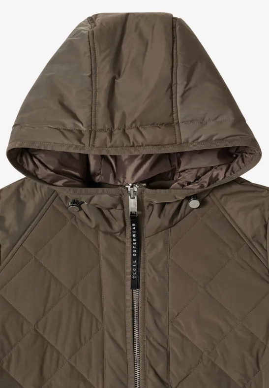 Veste midi avec sweat à capuche mocha taupe