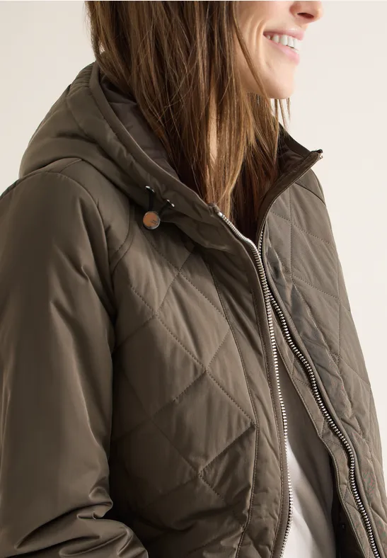 Veste midi avec sweat à capuche mocha taupe