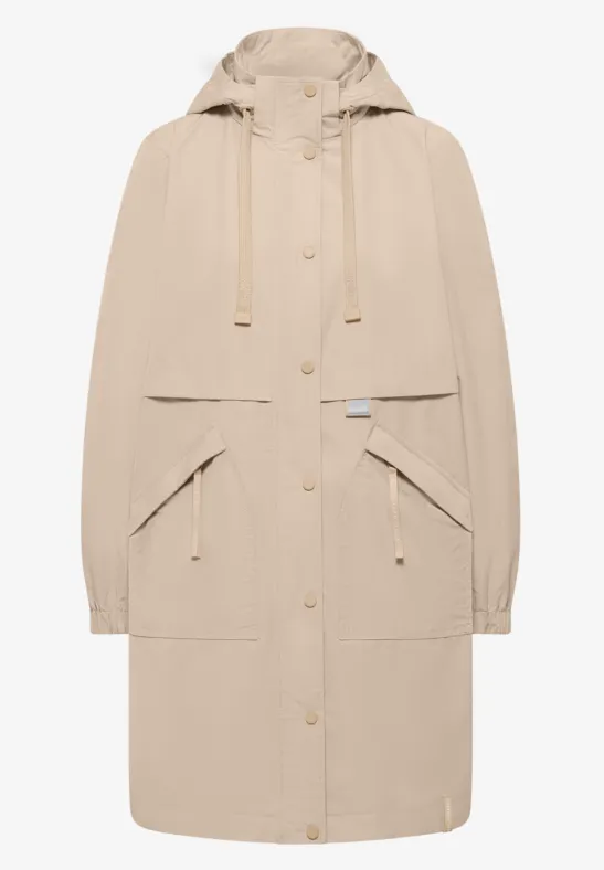 Veste longue à mémoire crispy camel