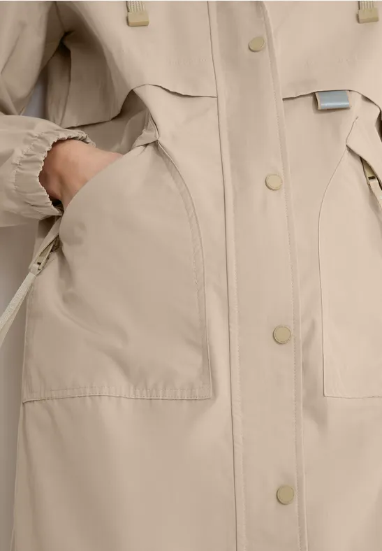 Veste longue à mémoire crispy camel