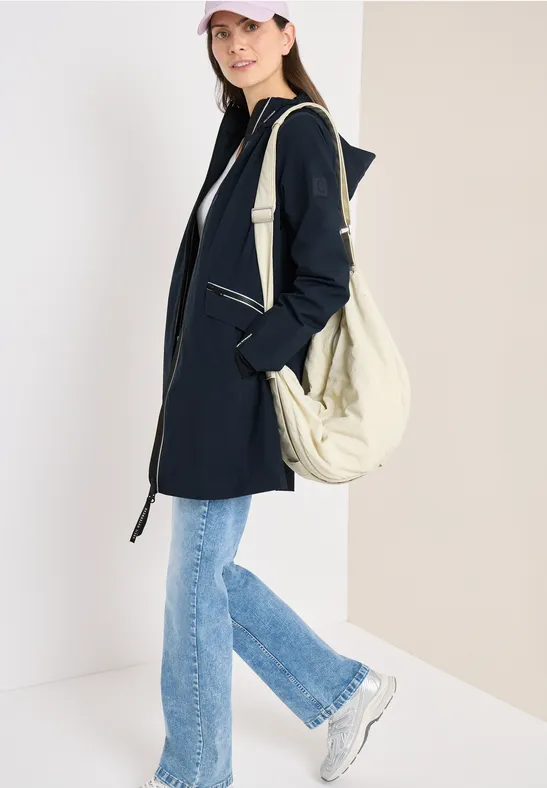 Mantel mit Kapuze und 2-Wege-Zipper blue navy