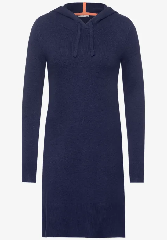 Hoodie Kleid in Unifarbe deep night blue melange