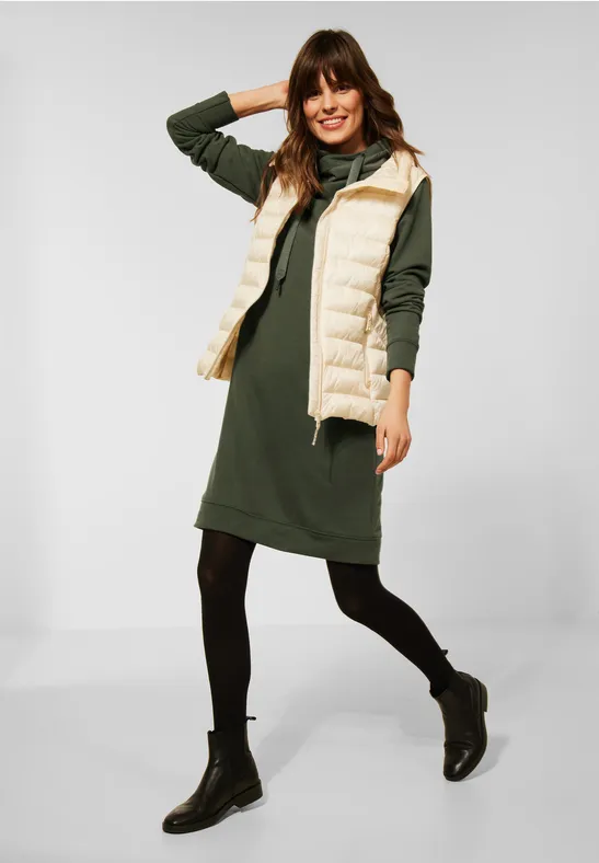 Sweatkleid mit großem Kragen utility olive