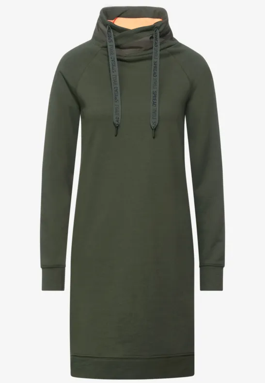 Sweatkleid mit großem Kragen utility olive
