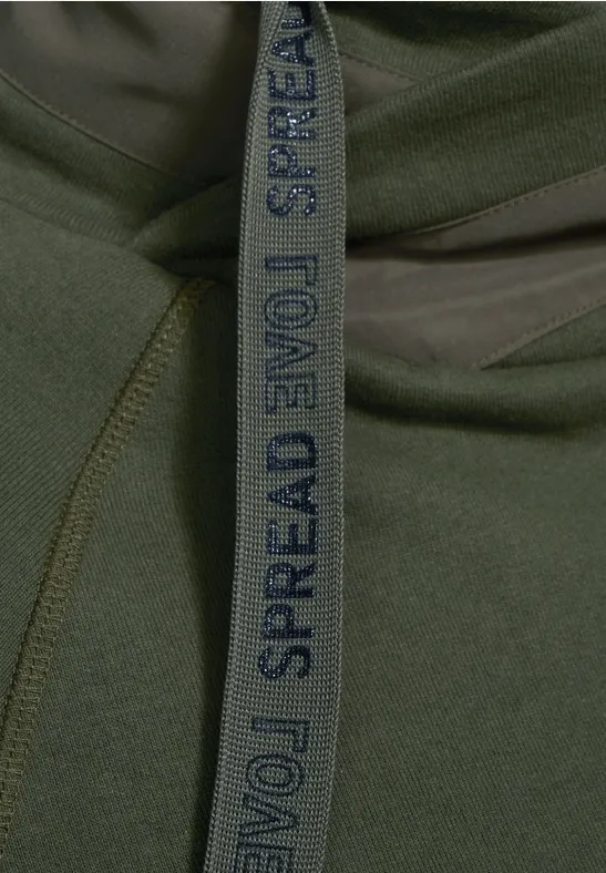 Sweatkleid mit großem Kragen utility olive