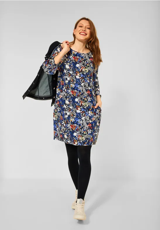 Kleid mit Blumenprint deep blue