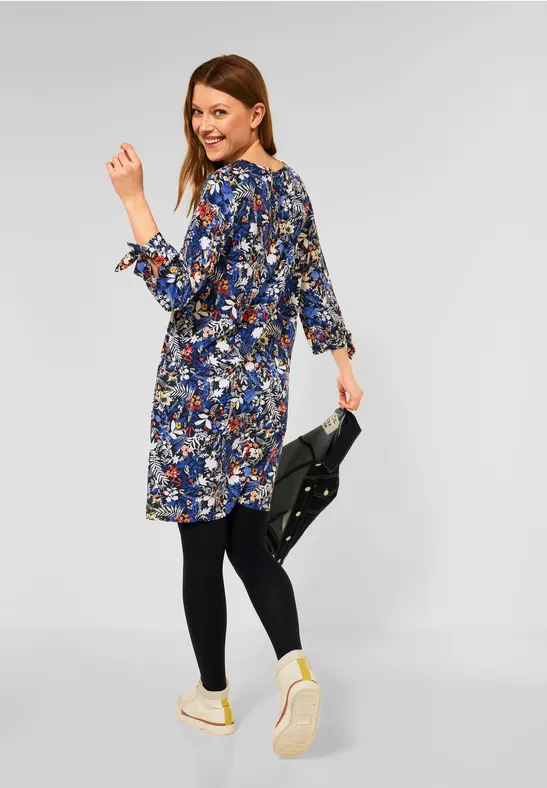 Kleid mit Blumenprint deep blue