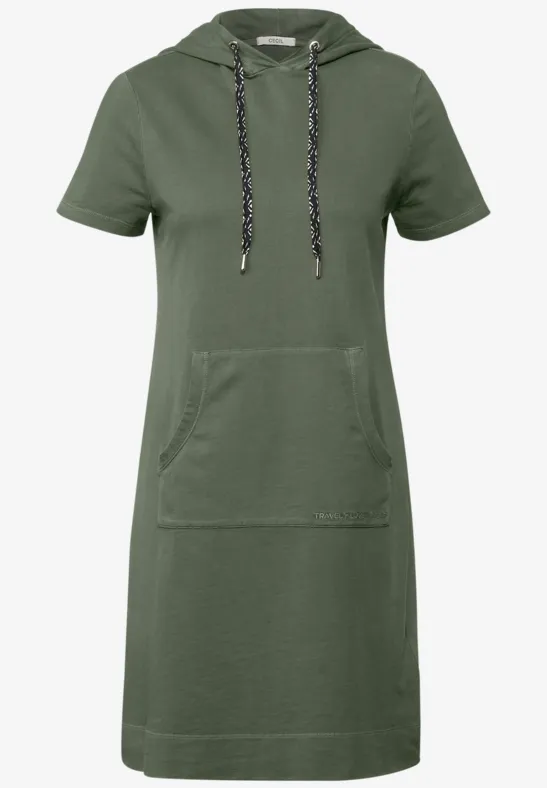 Kurzarm Kapuzensweatkleid desert olive green