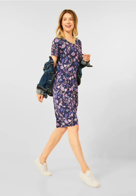 Jersey Kleid mit Print deep blue