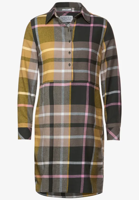 Flanell Kleid mit Karomuster deep pine green