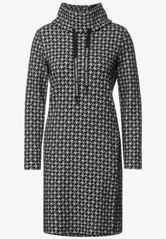 Kleid mit Hahnentrittmuster Black