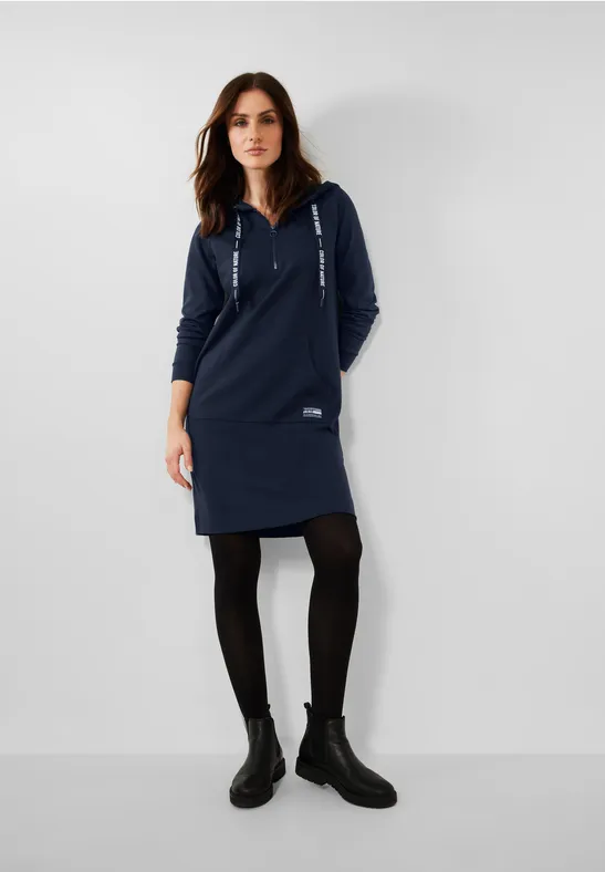 Jerseykleid mit Kapuze deep blue