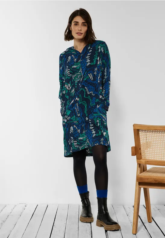 Jurk met multicolour print deep blue