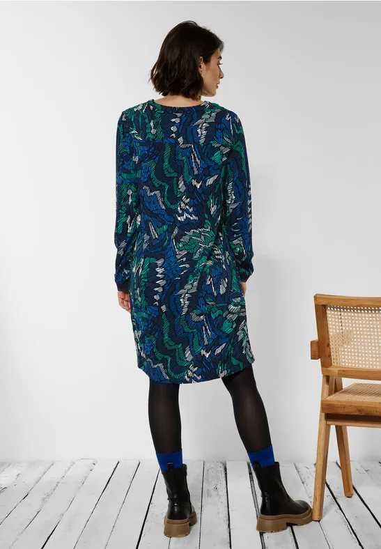 Jurk met multicolour print deep blue