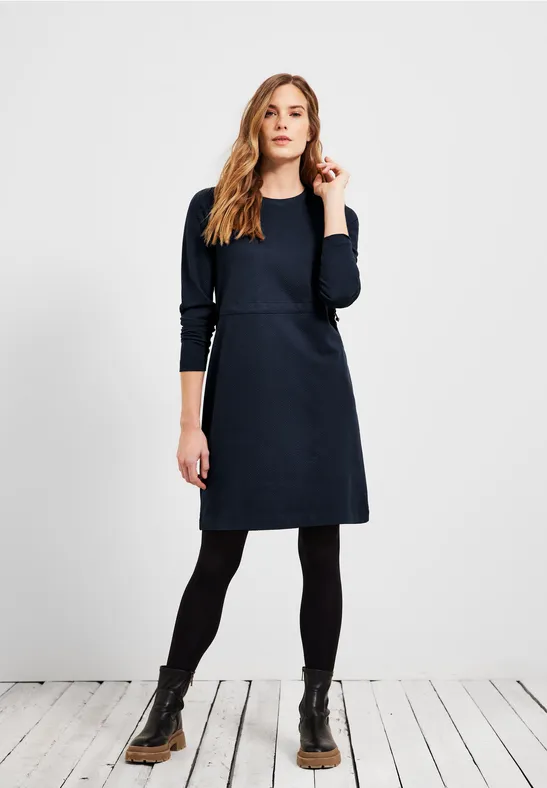 Midi-jurk in effen kleur deep blue