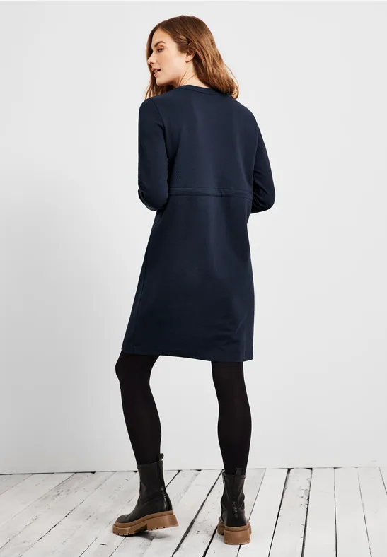 Midi-jurk in effen kleur deep blue