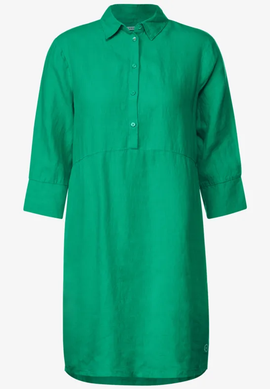Leinenkleid mit Knopfleiste trefoil green